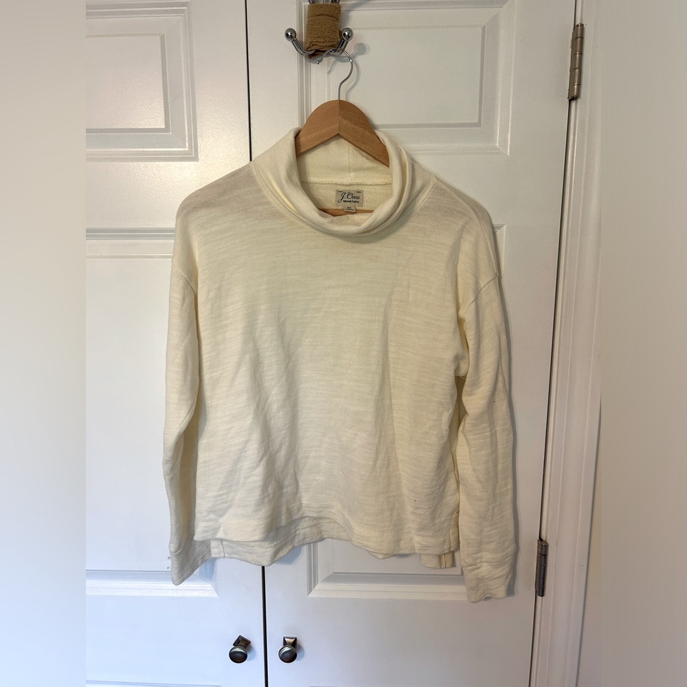 J Crew turtleneck off-white sweater, very soft, slightly sheer, size XS